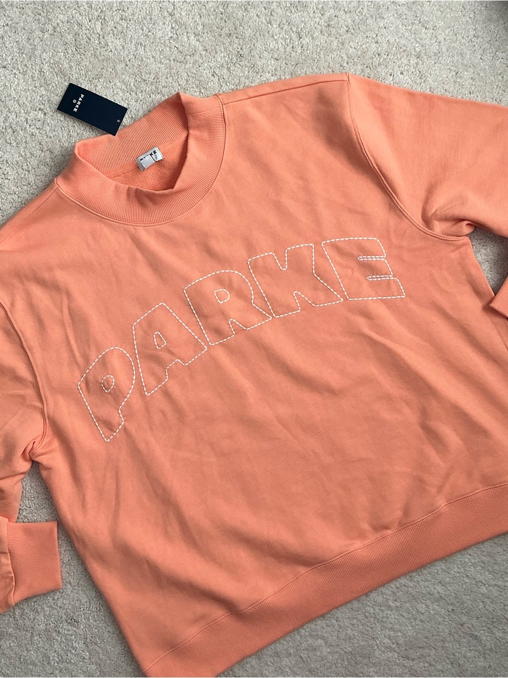 Parker Peach Crewneck Sweatshirt with White Stitch Logo